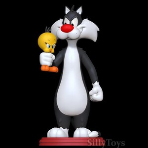 Looney tune sylvester and tweety | 3d printed figure | hand-painted or unpainted