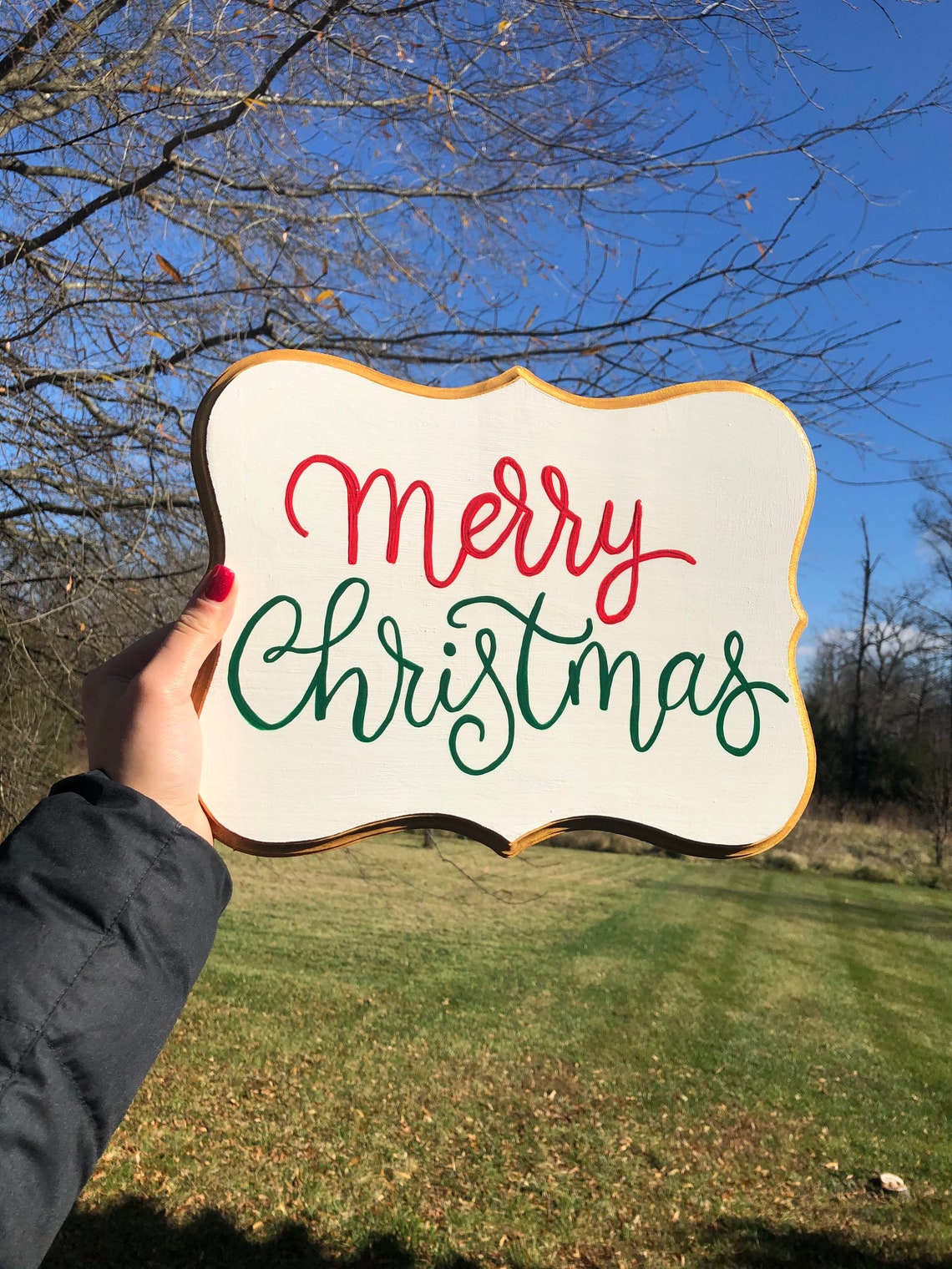Merry Christmas Wooden Plaque Etsy