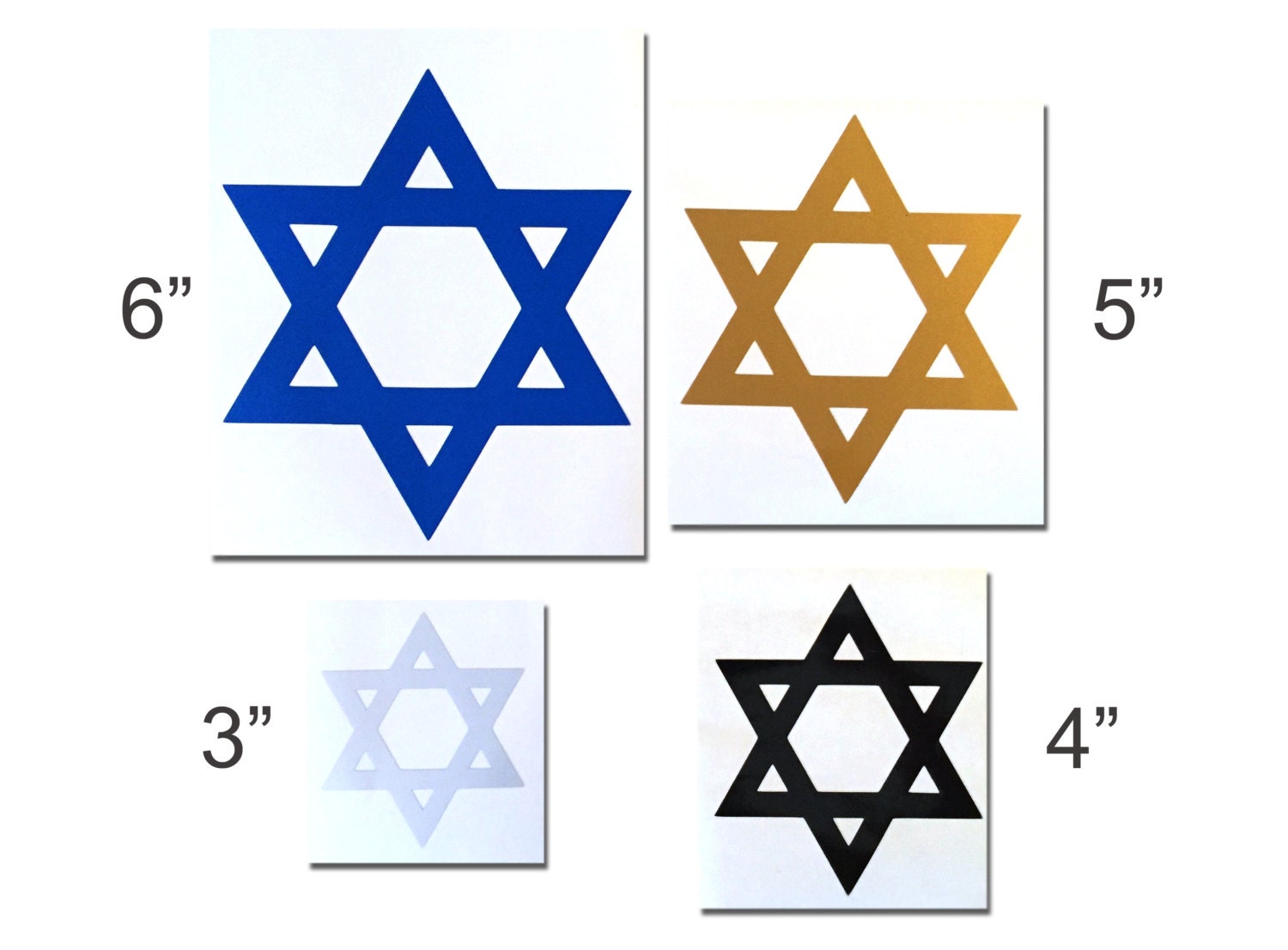 Star of David Stickers, Set of 40 Sparkly Blue and Silver Six