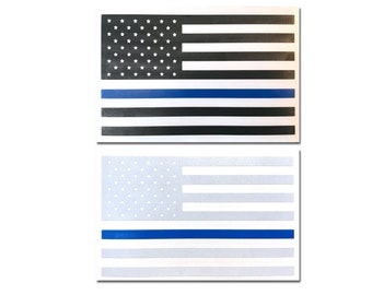 Reflective "Blue Line" American Flag