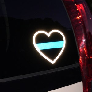Reflective Blue Line Heart Decal image 2