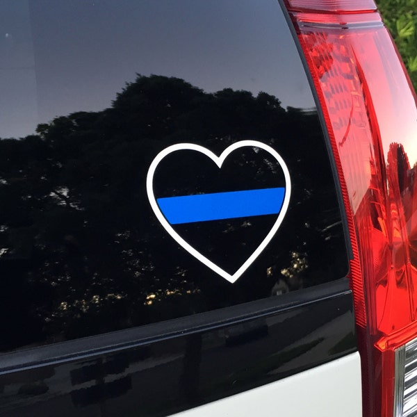 Reflective "Blue Line" Heart Decal