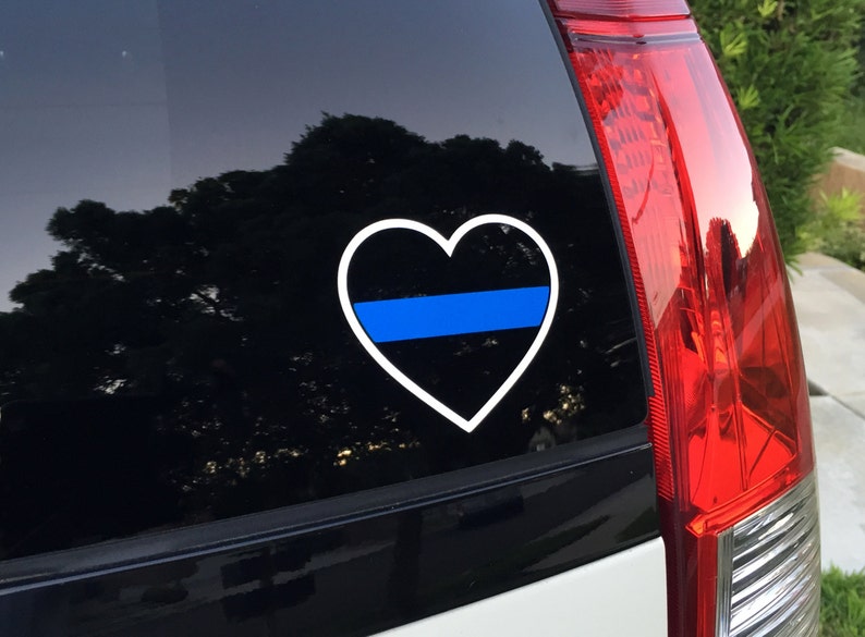 Reflective Blue Line Heart Decal image 1