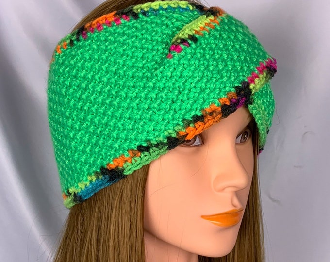Knitted Ear Warmer Headband Winter Handmade Multicolor Rainbow Head Band Ski Yoga Twisted Wrap Headwarmer Crochet Boho Rainbow Free Shipping