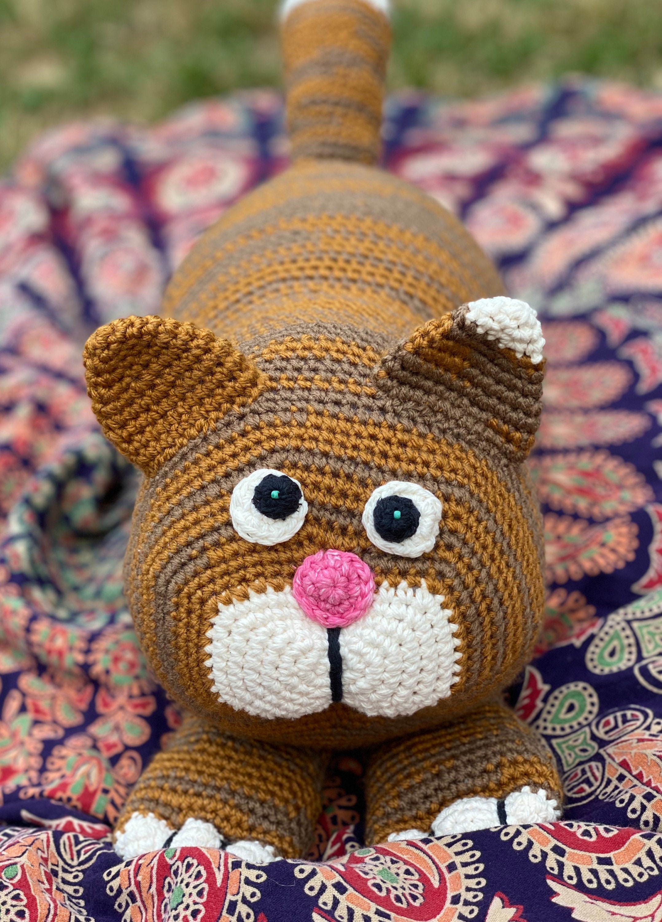 Crochet Stuffed Toy Animal Cat Large Oversized Acrylic Plush Handmade