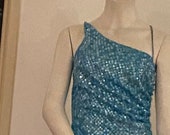Sequined Turquoise Cache formal dress size 8 SALE