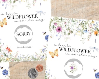 Wildflower Baby Shower Scratch Off Game | A Little Wildflower is on the Way Cards