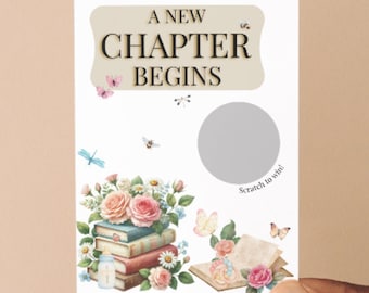 New Chapter Begins Baby Shower Scratch Off Game, Book Theme, Vintage Style Cards