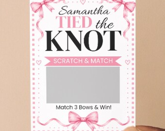 Tied the Knot Bridal Shower Scratch Off Card Game | Bow Wedding Theme