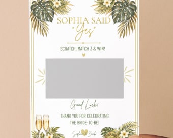 She Said Yes – Bridal Shower Scratch Off Game | Tropical Bridal Brunch Activity