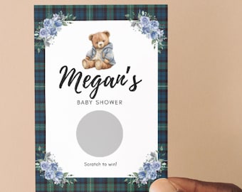 Vintage Teddy Bear Scratch Off Cards | Personalized Baby Shower Game| Party Activity | Raffle Prizes