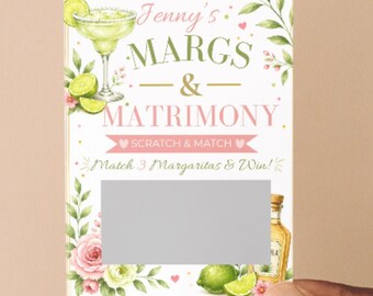 Margs and Matrimony Bridal Shower Scratch Off Card Game | Margarita Brunch Activity