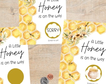 A Little Honey Baby Shower Game - Scratch Off Cards | Bee Theme Party Activity
