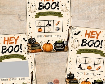 Hey Boo! Halloween Scratch Off Card Game - Spooky Party Activity