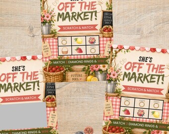 She’s Off The Market Bridal Shower Scratch Off Cards | Garden Bridal Brunch Activity