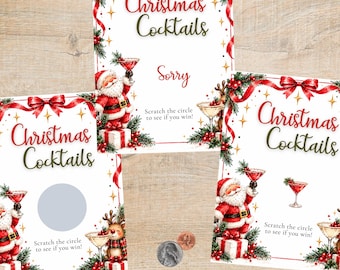 Christmas Cocktails Scratch-Off Cards | Holiday Party Game