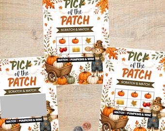 Pick of the Patch Fall Scratch Off Card | Pumpkin Party Game | Harvest Festival Activity