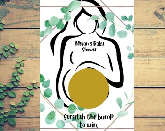 Greenery Scratch the Bump Baby Shower Game Cards | Raffle Tickets | Party Activity