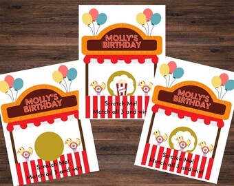 Carnival Birthday Scratch Off Game – Fair Theme, Party Prizes