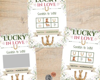 Lucky in Love Bridal Shower Game | Western Bridal Theme Scratch Off Cards