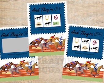 Horse Race Scratch Off Game Cards, Kentucky Derby Party, Casino Raffle Fun, Adult Game