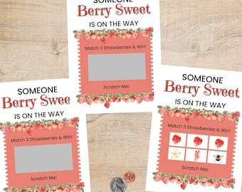 Berry Sweet Baby Shower Scratch Off Game | Strawberry or Blueberry Activity Cards
