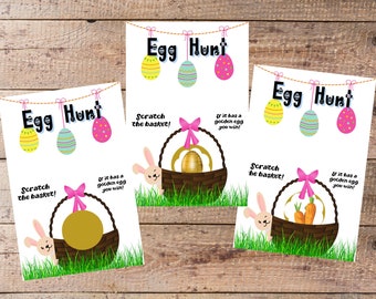 Easter Egg Hunt Scratch Off Cards - Spring Party Game, Basket Fun, Feeling Lucky