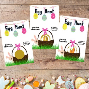 Scratch the Easter Basket Cards - Egg Hunt Scratch card -Easter Party Games - Spring Party Cards - Custom Game- Feeling Lucky Scratch Cards