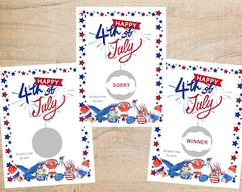4th of July Scratch Off Card - Independence Day Party Game