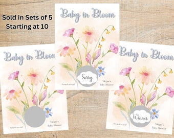 Baby in Bloom Scratch off Card Game - Baby shower games - Baby Party Games - Flower baby shower game -Spring Games -Spring Baby