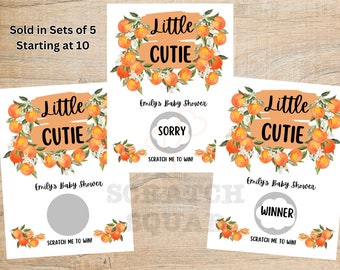 Little Cutie Scratch off Card Game - Baby shower games - Oranges and Tangerines Decorations - Scratch to win -Party Prize - Raffle Tickets