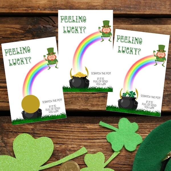 Scratch the Pot of Gold Cards - St. Patrick's Party Games - Scratch off Cards - Party Cards - Custom Game- Feeling Lucky Scratch Cards