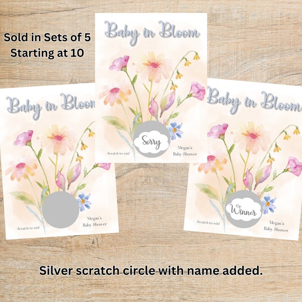 Baby in Bloom Scratch off Card Game - Baby shower games - Baby Party Games - Flower baby shower game -Spring Games -Spring Baby