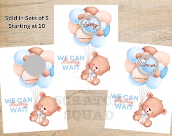 We Can Bearly Wait Scratch Off Card Game - Teddy Bear Theme - Baby Shower Games -It&#39;s a Boy Game -It&#39;s a Girl Game -Raffle Tickets - Prizes