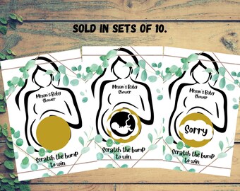 Minimalist Greenery Scratch the Bump Cards - Baby Shower Games - Scratch off Card Game - Bump Reveal - Gift Giveaway - Miracle - Pregnancy