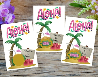Aloha Scratch Off Game – Hawaiian Theme Party Raffle