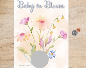 Baby in Bloom Scratch Off Game | Floral Baby Shower | Gender Neutral | Party Activity