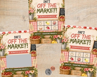 She’s Off The Market Bridal Shower Scratch Off Cards | Garden Bridal Brunch Activity