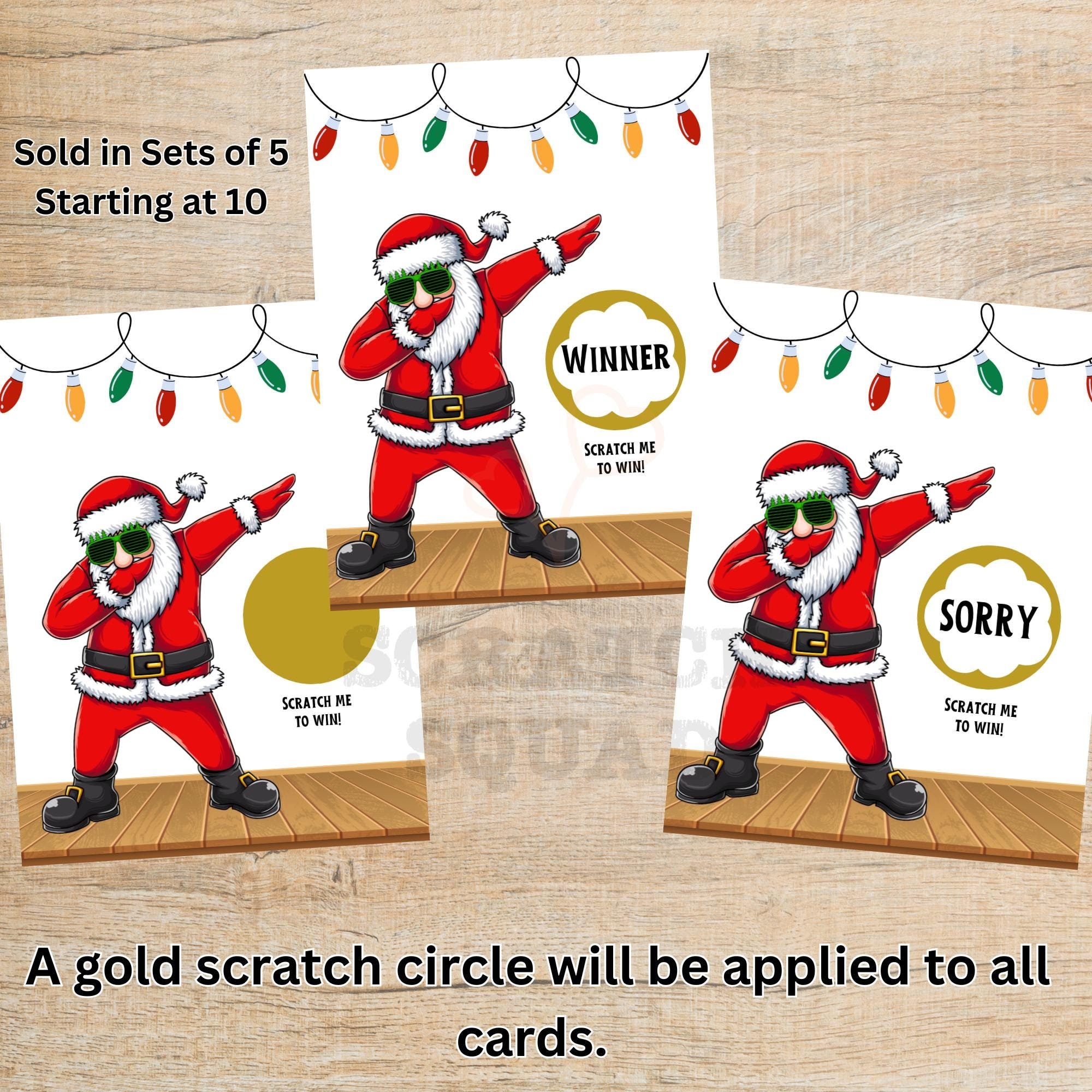 Santa Clause Raffle Christmas Santa Scratch off Game Cards – Holiday Raffle, Secret Santa ...