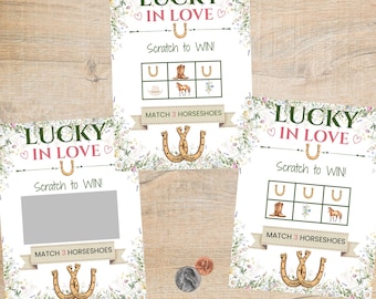 Lucky in Love Bridal Shower Game | Western Bridal Theme Scratch Off Cards