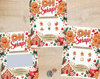 Oh Snap Gingerbread Christmas Scratch Off Cards | Holiday Party Game