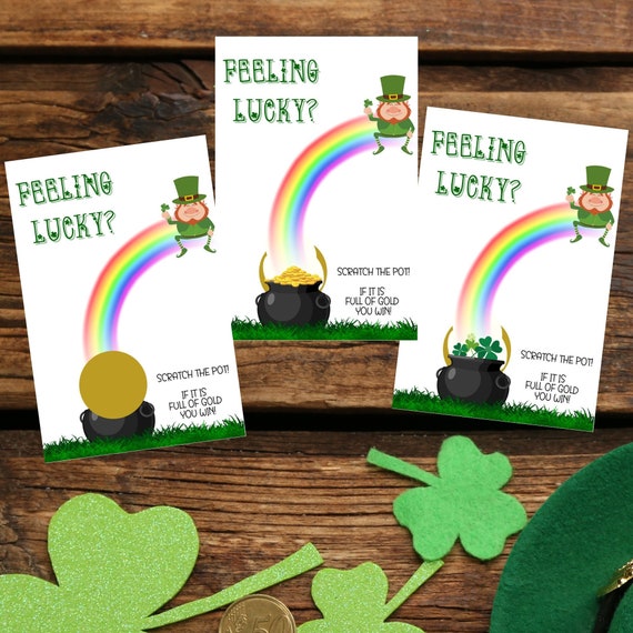 Scratch the Pot of Gold Cards - St. Patrick's Party Games - Scratch off Cards - Party Cards - Custom Game- Feeling Lucky Scratch Cards