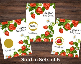 Strawberry Theme Baby Shower Scratch off Game - Strawberry Games- Baby shower game- Strawberry Theme -Scratch to win -Party Prize - Raffle