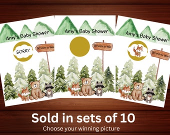 Woodland Animals Scratch Off Card Game - Baby Shower Raffle (Set of 10)