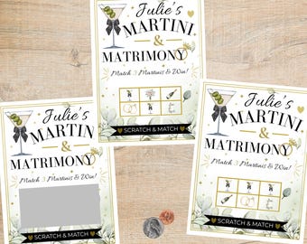 Martini and Matrimony Bridal Shower Scratch Off Card Game | Wedding Activity | Bridal Brunch