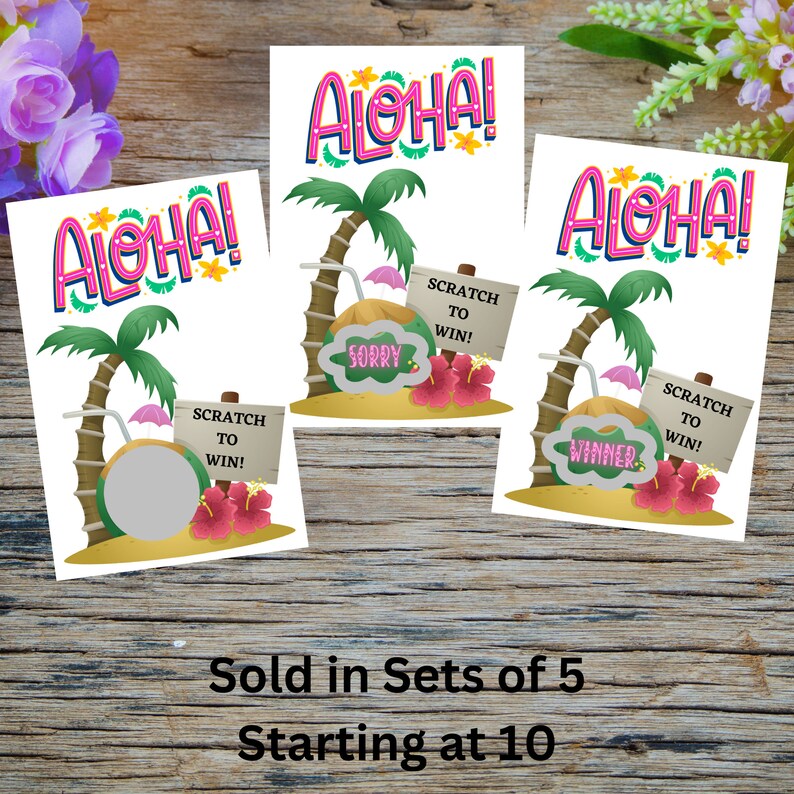 Hawaii Raffle Aloha Scratch off Game – Hawaiian Theme Party Raffle - Etsy