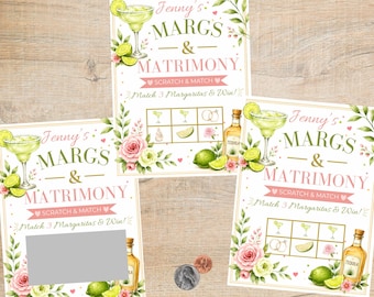 Margs and Matrimony Bridal Shower Scratch Off Card Game | Margarita Brunch Activity