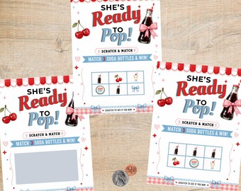 She's Ready to Pop Baby Shower Game | Soda Pop Scratch-Off Cards