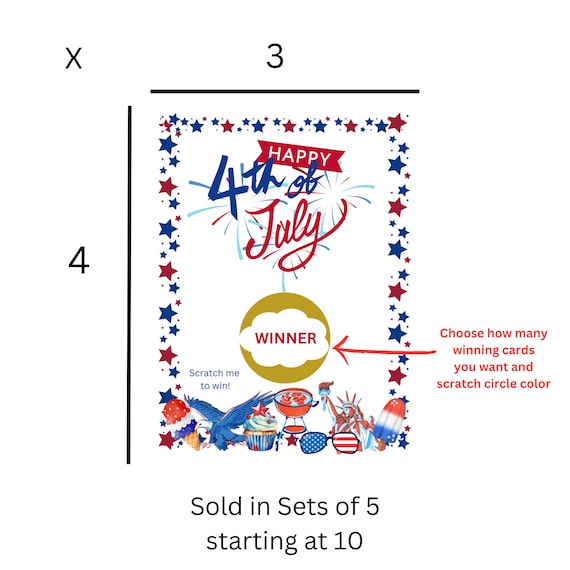 Festive Star Scratch-Off Cards (30 Pack) - Red White & Blue, 5 Winners, For 4th Of July Parties & Events - View #10