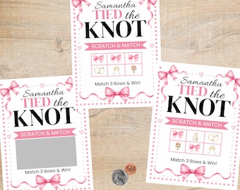 Tied the Knot Bridal Shower Scratch Off Card Game | Bow Wedding Theme